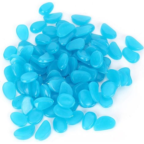 Lot 100 pierres lumineuses – bleu – jardin / aquarium – fluorescent