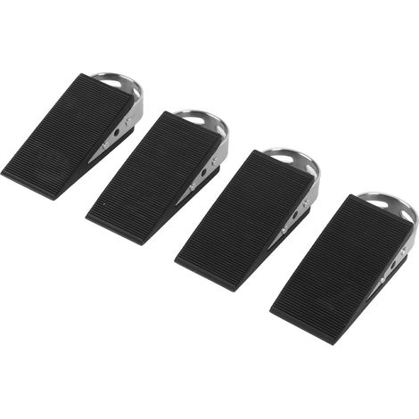 Lot de 4 butées de porte antidérapantes en caoutchouc et acier inoxydable, robustes, pour le bas de porte, adaptées à la maison, au dortoir, au bureau et à tous types de sols. (1/5)