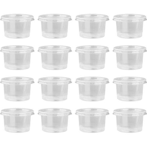 Lot de 50 gobelets/bols jetables en plastique transparent de 140 ml avec couvercles, pour mousses, sauces, gelées et yaourts.-7.50X5.90X4.50CM