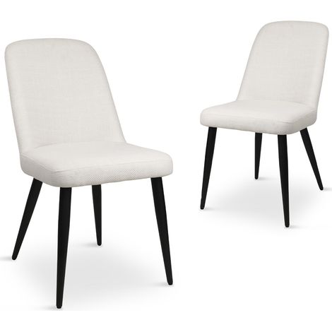 Lot de 2 chaises de repas en tissu lin beige KINSEY (1/5)