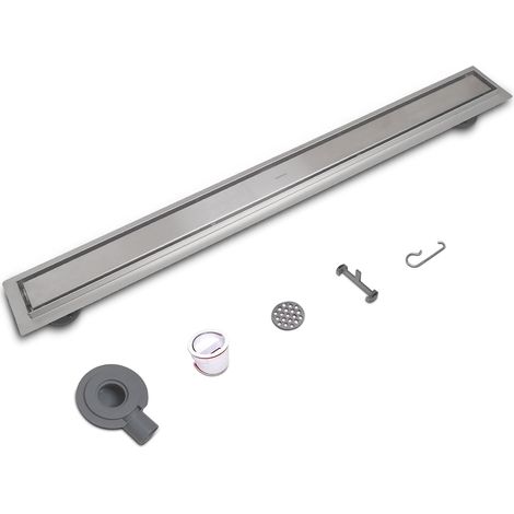 Caniveau de douche en acier inoxydable 70 cm - Kit complet 2 en 1 - Carrelage double face extra plat à 360° - Siphon d'écoulement avec filtre anti-odeurs - Filtre à cheveux