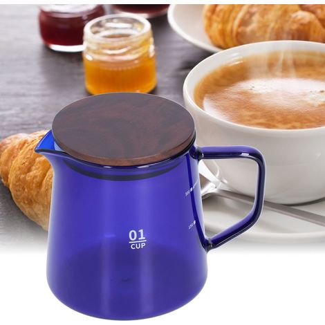 Bouilloire en verre résistant à la chaleur avec couvercle, bouilloire domestique, théière, cafetière, boîte à thé, bleue (1/5)