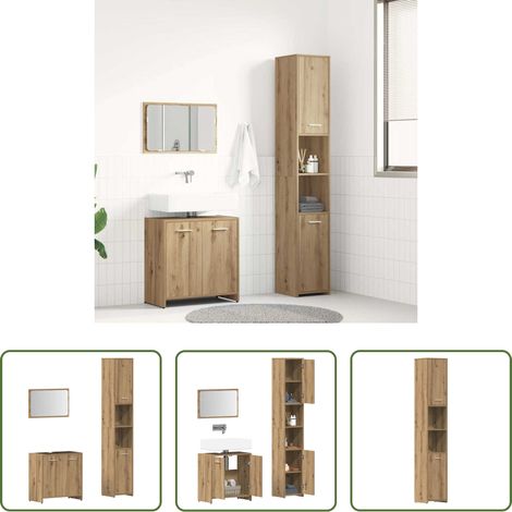 vidaXL Armoire salle de bain - Ensemble de meubles salle de bain 3 pcs bois d'ingénierie (1/5)