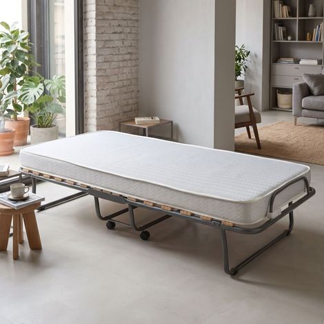 Talamo Italia - Letto pieghevole Vania, Brandina con rete 15 doghe, Materasso incluso, Lettino salvaspazio, 100% Made in Italy, 80x190h39 cm, Custodia protettiva su richiesta, con imballo rinforzato