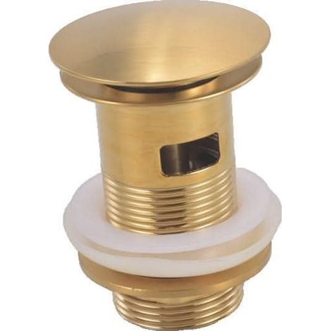 1 - Bonde de lavabo - Laiton brossé - Système clic-clac - Design dôme complet pour drainage efficace - Salle de bain moderne - Argenté - 5,0cm x 5,0cm (1/2)