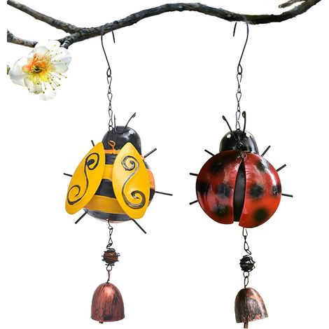 Suspension Décorabeille Et Coccinelle En Métal - Ornement Extérieur Pour Jardin Arbre Fenêtre Balcon - 2 Pièces (1/5)