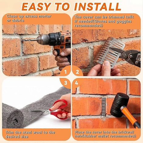 40 plaques de protection pour trous de drainage de murs en briques, plaques de protection à ressort en acier inoxydable, filtres pour trous de drainage de murs en briques, trous de drainage de murs en (1/3)