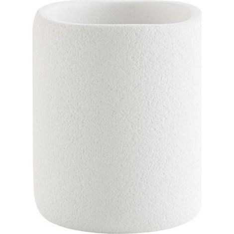 Gobelet Salle de Bain en Résine "Aquamarbre" 10cm Blanc (1/3)
