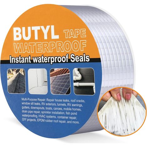 Butyl Waterproof Tape 50 mm x 5 m, Butyl Sealing Tape Aluminium Butyl Sealing Tape, Aluminium Foil Butyl Tape, for Motorhome, Roofing, Boat Repair Leaks (1/5)