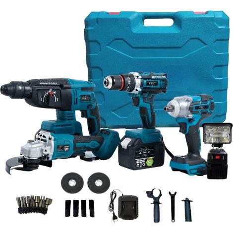 Kit 5 in 1 Avvitatore + Avvitatore a Impulsi + Smerigliatrice + Tassellatore+Led (1/5)