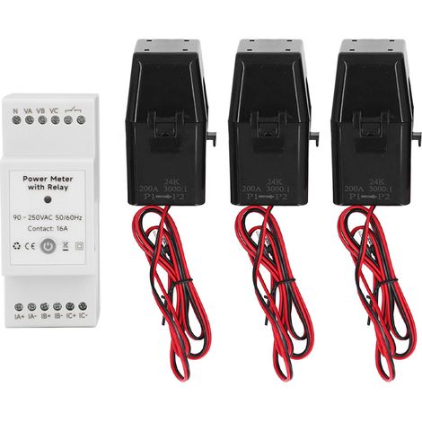 Compteur d'énergie intelligent WiFi avec transformateur de courant à pince 3 200A Phase 4 fils KWh puissance pour système solaire photovoltaïque 90-250VAC