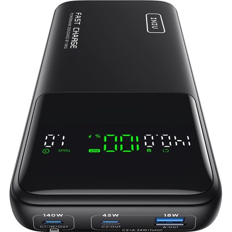 Batterie Externe 27000mAh 140W, Power Bank Portable avec Câble USB C et Écran Digital, 3 Ports Charge Rapide Batterie Portable pour Laptop MacBook Steam Deck iPad (1/5)