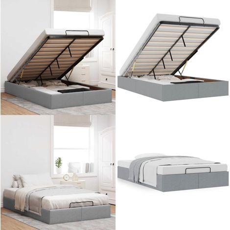 vidaXL Ottoman-Bett ohne Matratze Hellgrau 120x200 cm Stoff (1/5)