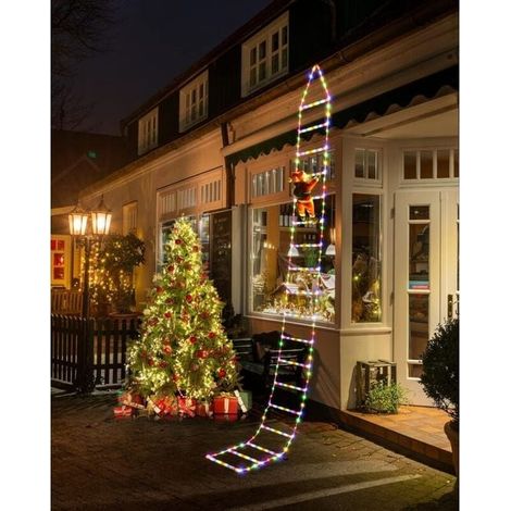 Éclairage de Noël à LED - Échelle de décoration de Noël de 3 m avec Père Noël (multicolore) (SKU produit : 98196222 SKU Offre : mwj25.10.20-13) (1/4)