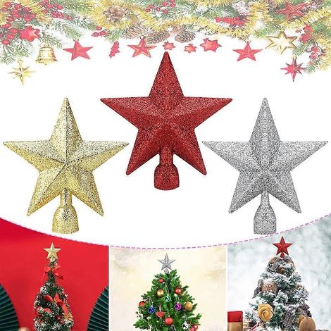 étoiles de sapin de Noël de 10 cm - Rouge, argent et or (1/5)
