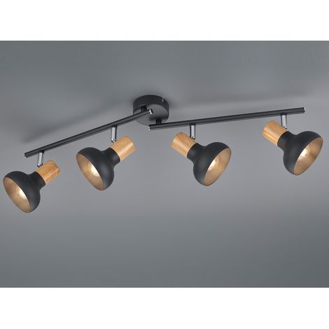 LED Deckenstrahler aus Metall in Schwarz & Holzoptik, Breite 71cm (1/3)