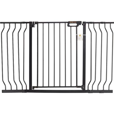 Extra großes Babygitter, höhenverstellbar 75–130 cm, automatisches Hundegitter 76 cm für Treppen und Wohnbereich, Klemmbefestigung, schwarz (1/5)