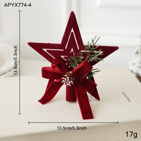 Décoration de Noël Étoile de cime d'arbre / Petite taille / Velours rouge bordeaux (1/2)