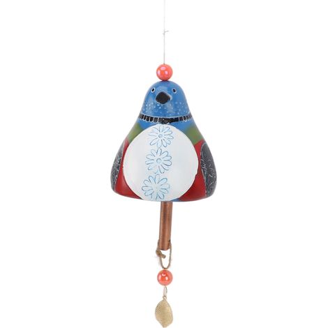 Carillon à vent en résine et bois, peint à la main, mélodie délicieuse, bleu, pour porte jardin terrasse décoration extérieure (1/5)