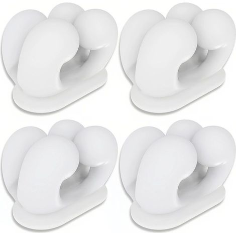 Porte-brosses à dents mural 4 pièces - Blanc, silicone, sans perçage, porte-rasoir multifonctionnel et accessoires de douche (1/5)
