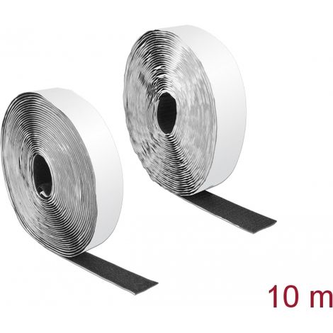 Delock Cinta de gancho y lazo autoadhesiva LA 10 m x AN 25 mm negro