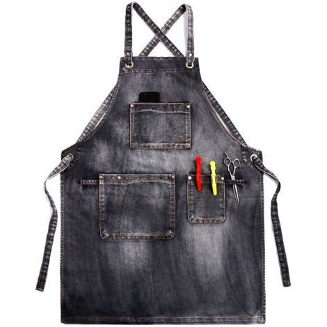 Tabliers de chef pour hommes et femmes avec grandes poches, taille unique, tablier de travail robuste à dos croisé Cowboy (1/4)