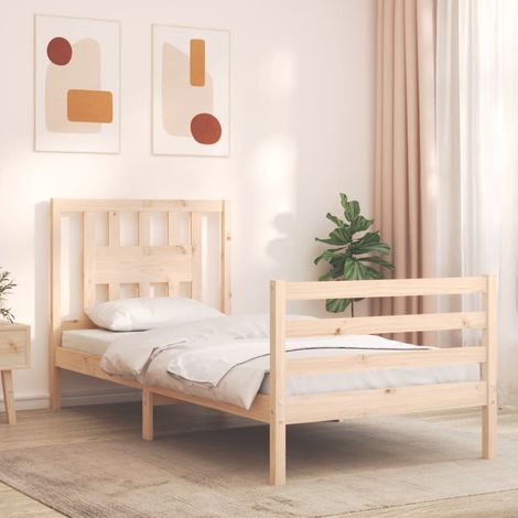 Bed Frame without Mattress Single Solid Wood vidaXL (1/5)