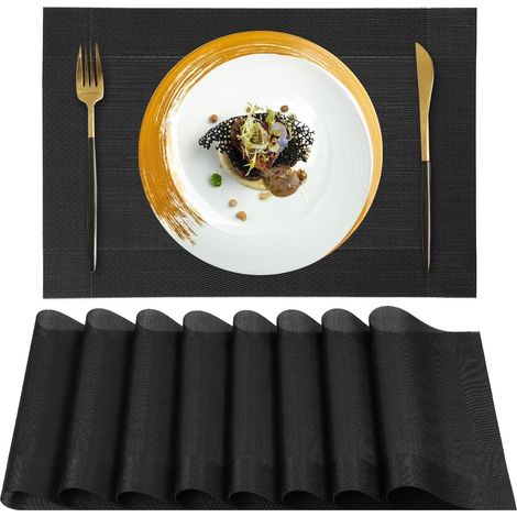 Lot de 8 Sets de Table, PVC Tissé, Résistant à la Chaleur, Antidérapant, 45x30cm, pour Cuisine et Salle à Manger (1/5)