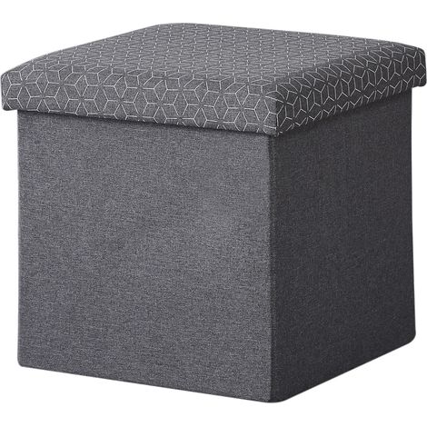 Coffre de Rangement Pouf Pliable Tissu 38cm - gris foncé (1/3)