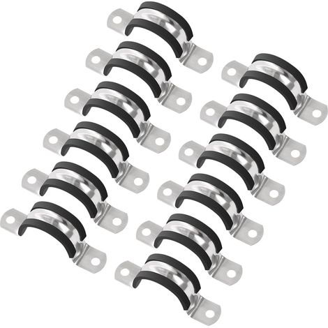 12 Stück 30 mm Schlauchschellen, 304 Edelstahl U-förmige Gummipolsterung Antivibrationsschellen für Rohre, Schläuche, Drähte (1/5)
