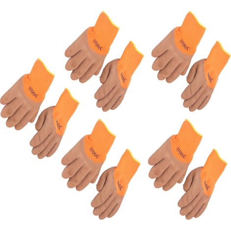 Lot de 5 paires de gants de travail imperméables et thermiques, pour une sécurité optimale en hiver. (1/5)