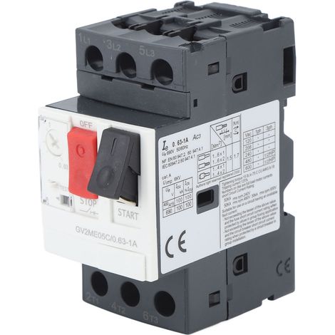 Disjoncteur de moteur, Protection contre les surcharges et les courts-circuits, interrupteur de démarrage AC690V GV2 ME05C 0,63-1A (1/5)