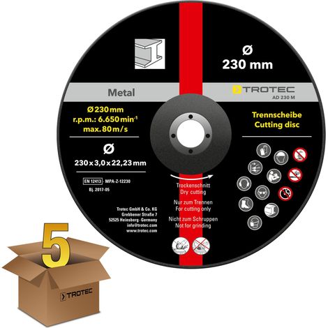 Trotec Trennscheibe Metall 230 - gekröpft, im 5er Vorteilspaket