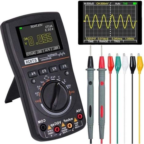 Oscilloscope multimètre LED professionnel 2,4 pouces Écran de couleur ET828 Haute résolution 2.5 Témlement d'échantillonnage MSPS TESTAGE Intelligent Oscilloscope numérique Graphical