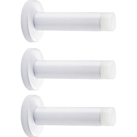 Set di 3 fermaporta da parete resistenti da 8,9 cm in acciaio inox 304 con puntali in gomma, fonoassorbenti, fermaporta bianchi per pareti (bianchi) (1/5)