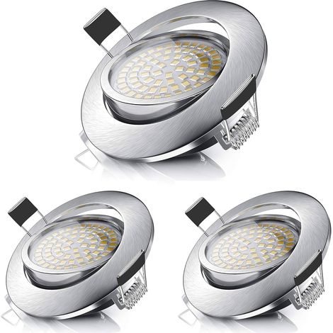 [JAMAIS UTILISÉ]Spot LED Encastrable,Plafonnier Encastré 5W Equivalente de 50W Ampoule halogène,Blanc Chaud 3000K 470LM,Projecteur Orientable IP44 pour Salle de Bain,Salon,Couloir (lot de 3) [Classe é (1/5)