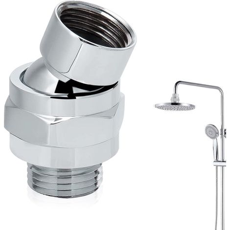 Robinet d'arrêt pour pommeau de douche - Adaptateur à rotule pivotante, rallonge, raccord G 1/2 - Accessoires de salle de bain - Argent