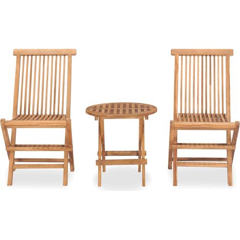 Set da Pranzo da Giardino Pieghevole 3 pz Salotto da Giardino in Massello di Teak (1/5)