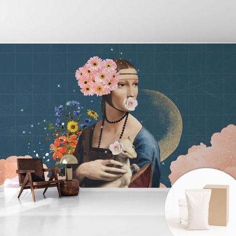 Fototapete - Tapete Vliestapete mit Kleber - Wandtapete Moderne Wandbild Schlafzimmer Wohnzimmer Blumige Eleganz 416x254 cm (1/5)