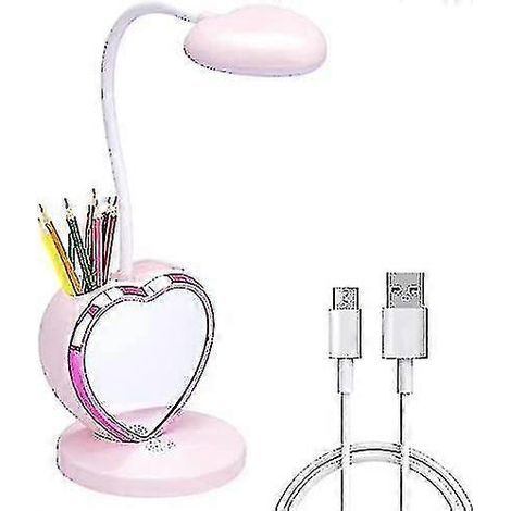 Lampe de bureau LED pour enfants, petite lampe de bureau avec port de chargement USB, porte-stylo et support pour téléphone (1/4)