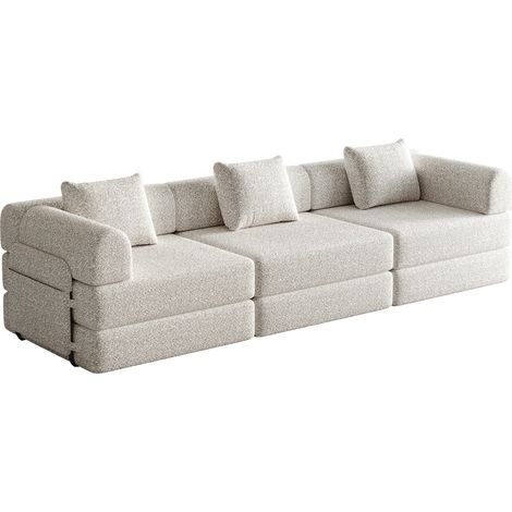 Sofá cama de chenilla con almacenaje en el reposabrazos HOMVRA (1/5)