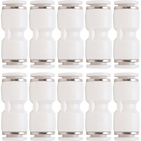 Raccord rapide pneumatique blanc PU-8, 10 pièces connecteurs droits pour tube à air, raccords de tuyau à déconnexion rapide (1/5)