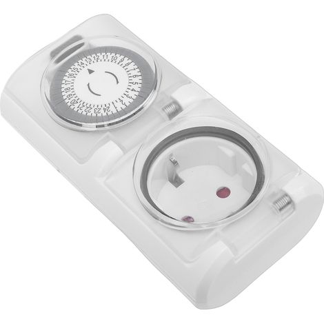Programmateur de prise extérieur 24h IP44 étanche interrupteur mécanique pour éclairage et pompe à piscine (1/5)