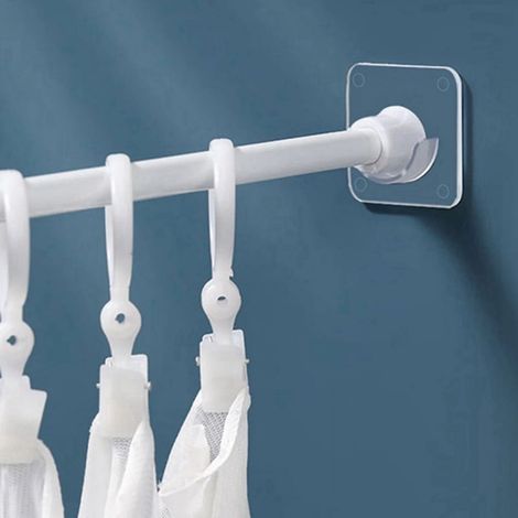 Support Pour Barre De Douche - Sans Perçage - En Acrylique Transparent - Adhésif Fort - Pour Salle De Bain - 2 Pièces (1/5)
