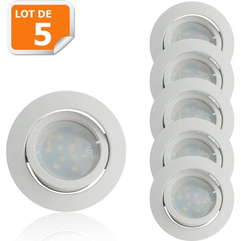 Lampesecoenergie – Lot de 5 spots encastrables orientables LED GU10 5W – Blanc neutre 4000K – Angle de diffusion 120° – Pour installation directe 230V