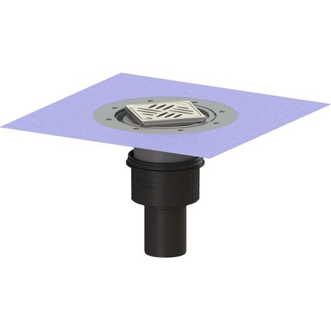 -Boden-/Deckenablauf Ecoguss DN 80, senkr., Variofix, Designrost (1/2)