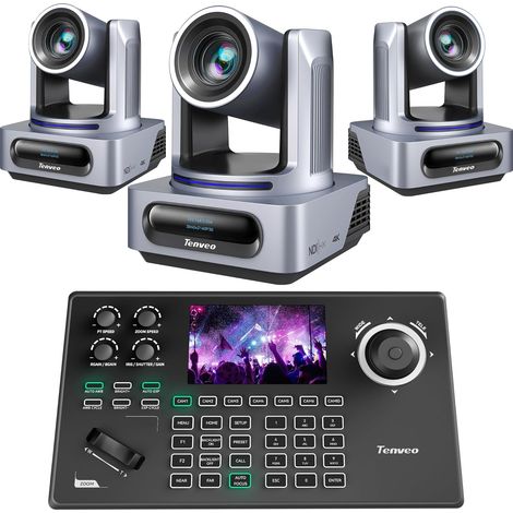 Kit de Caméra PTZ et Contrôleur - Caméra PTZ NDI 4K AI 20X Zoom, SDI/HDMI/USB3.0/LAN(PoE) et Joystick de Contrôle PTZ NDI à Écran de 5” pour Streaming en Direct, Église et Événements (1/5)