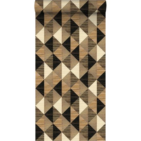 papier peint intissé XXL triangles noir, marron et beige - ESTAhome (1/5)