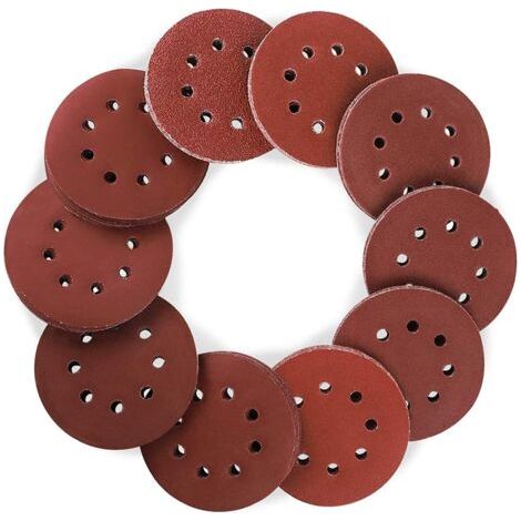 PA 5-Zoll-8-Loch-Schleifscheibe – 20 Stück Exzenterschleifer-Pads, Klett-Schleifpapier (rot) (1/4)