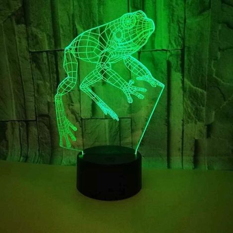 3D-Frosch-Nachtlicht, LED-Hologramm-Tischlampe, Dekolampe mit 16 wechselnden Farben, Touch-Nachttischlampe mit Fernbedienung, Leuchten (1/5)